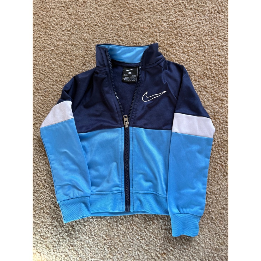 Nike Toddler Boys‎ Blue Colorblock Full Zip Track Jacket Size 2T Navy Light Blue